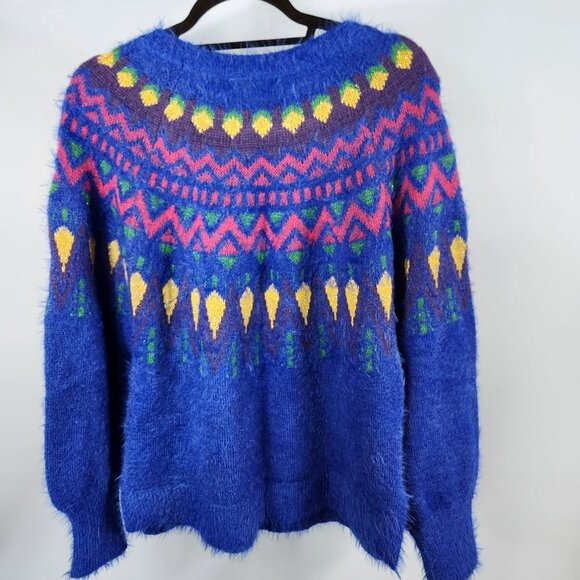 Time and Tru Women's Fair Isle Pullover Sweater Crew Neck Size M 8-10 (PP-5) - Picture 6 of 6